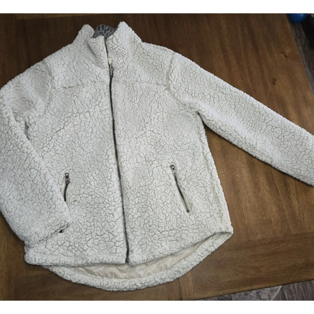 Keren Hart Women's Zip-Up Lined Fleece ~ Beige, Size M ~ Cozy, Warm Sherpa
